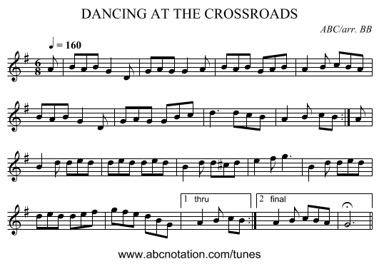 DANCING AT THE CROSSROADS - staff notation