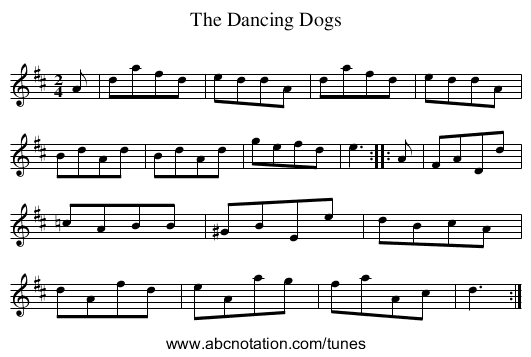 Dancing Dogs, The - staff notation