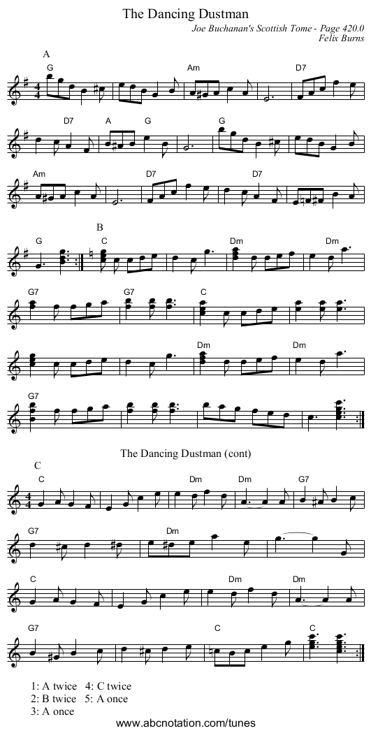 Dancing Dustman, The - staff notation