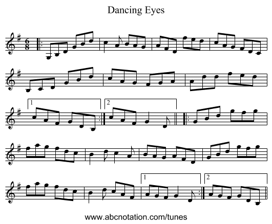 Dancing Eyes - staff notation