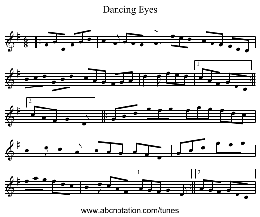 Dancing Eyes - staff notation