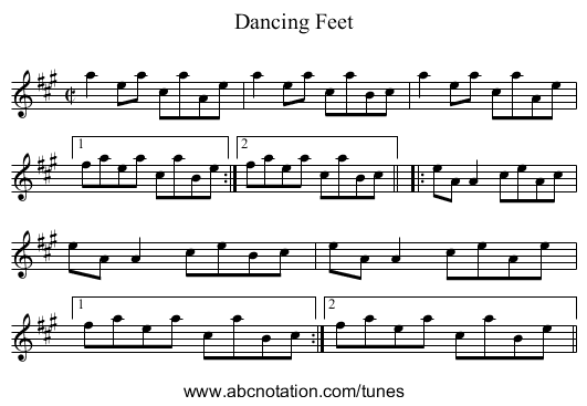 Dancing Feet - staff notation