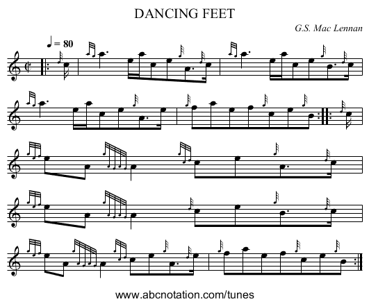 DANCING FEET - staff notation