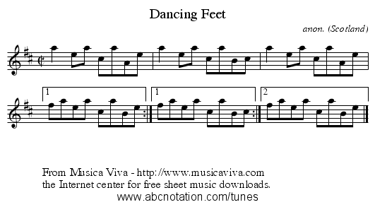 Dancing Feet - staff notation