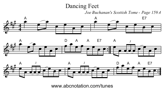 Dancing Feet - staff notation