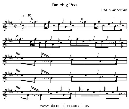 Dancing Feet - staff notation