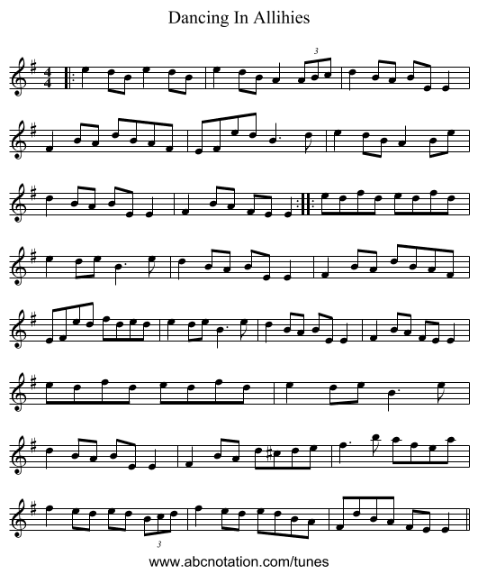 Dancing In Allihies - staff notation