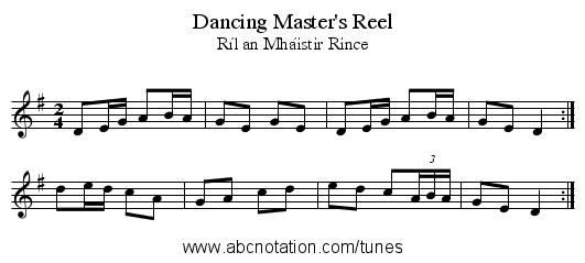 Dancing Master's Reel - staff notation