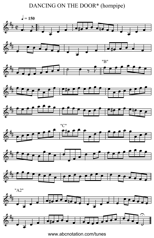 DANCING ON THE DOOR* (hornpipe) - staff notation