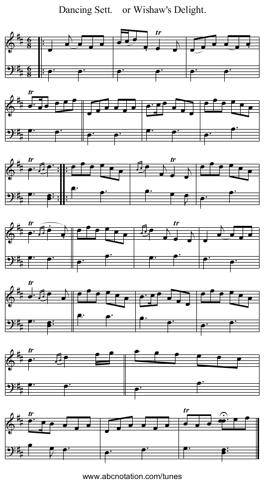 Dancing Sett.    or Wishaw's Delight. - staff notation