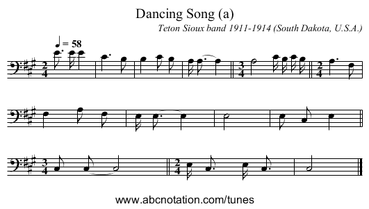 Dancing Song (a) - staff notation