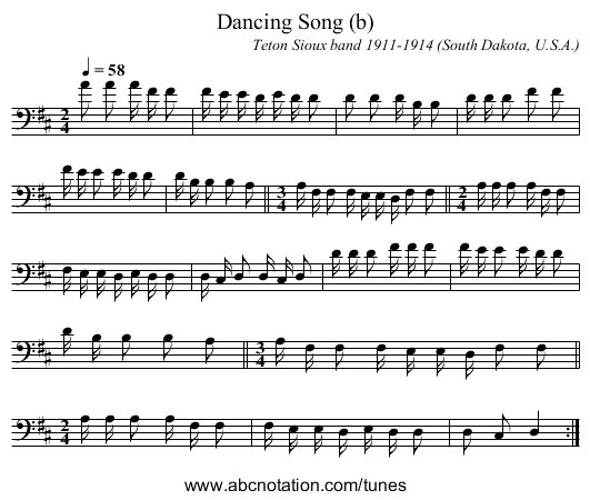Dancing Song (b) - staff notation