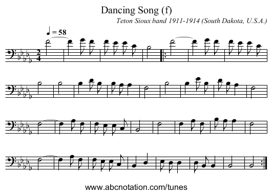 Dancing Song (f) - staff notation
