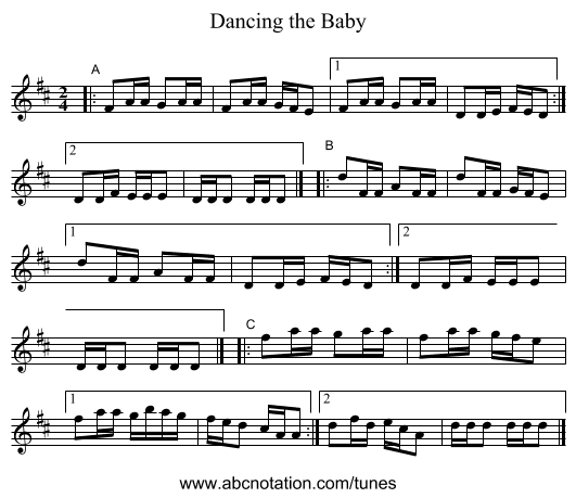 Dancing the Baby - staff notation