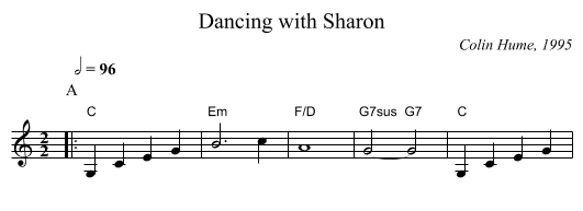 Dancing with Sharon - staff notation