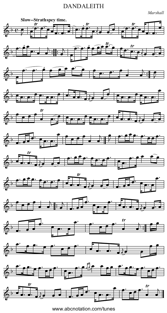 DANDALEITH - staff notation