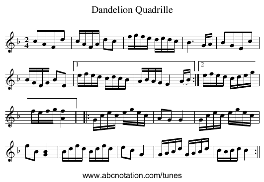 Dandelion Quadrille - staff notation