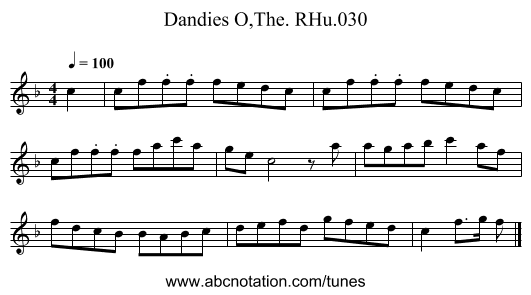 Dandies O,The. RHu.030 - staff notation