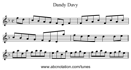 Dandy Davy - staff notation