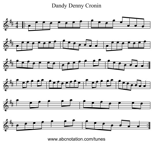 Dandy Denny Cronin - staff notation