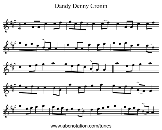 Dandy Denny Cronin - staff notation