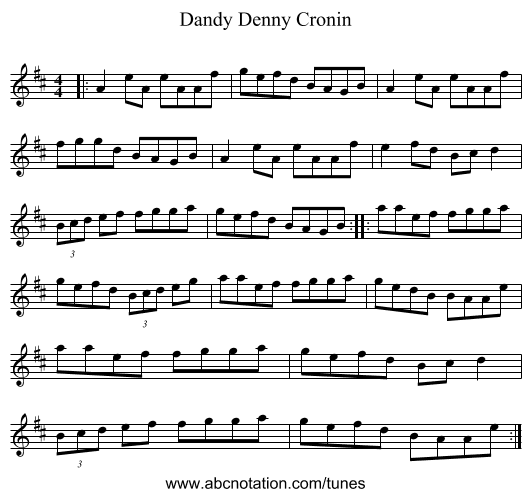Dandy Denny Cronin - staff notation