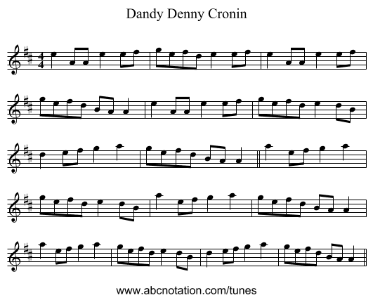 Dandy Denny Cronin - staff notation