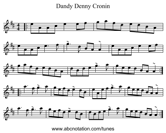 Dandy Denny Cronin - staff notation