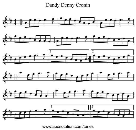 Dandy Denny Cronin - staff notation