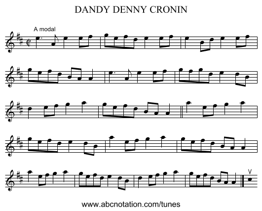 DANDY DENNY CRONIN - staff notation