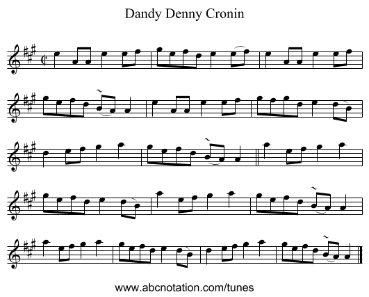Dandy Denny Cronin - staff notation