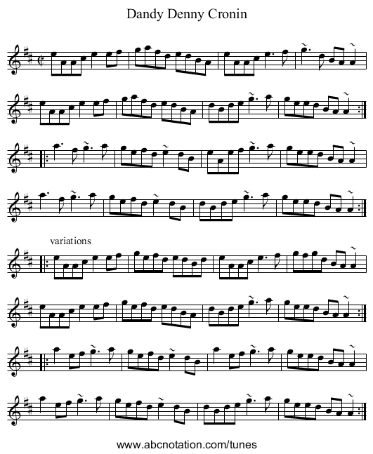 Dandy Denny Cronin - staff notation
