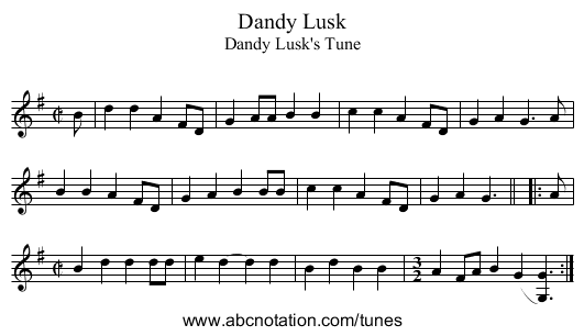 Dandy Lusk - staff notation