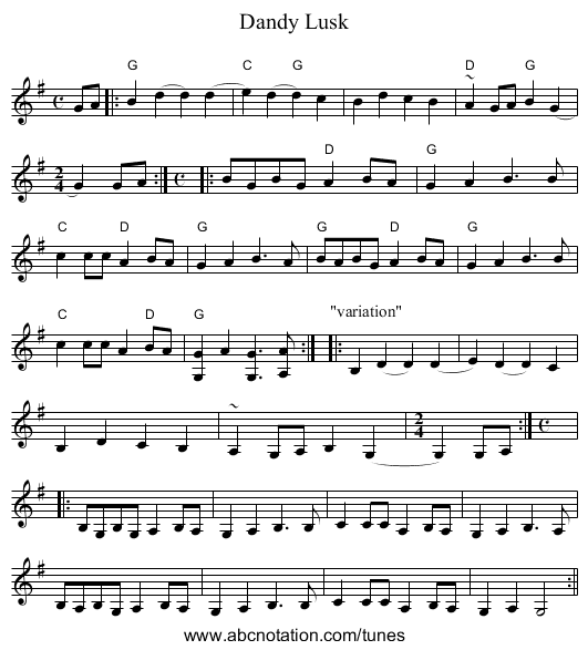 Dandy Lusk - staff notation