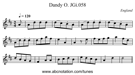 Dandy O. JGi.058 - staff notation