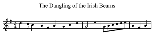 Dangling of the Irish Bearns, The - staff notation