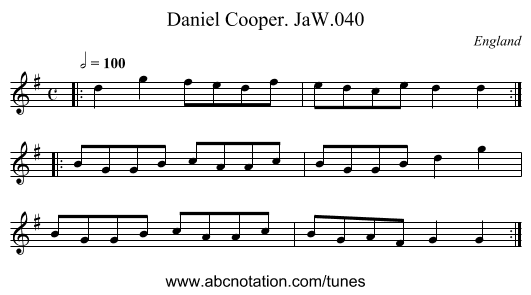 Daniel Cooper. JaW.040 - staff notation
