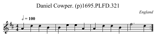 Daniel Cowper. (p)1695.PLFD.321 - staff notation