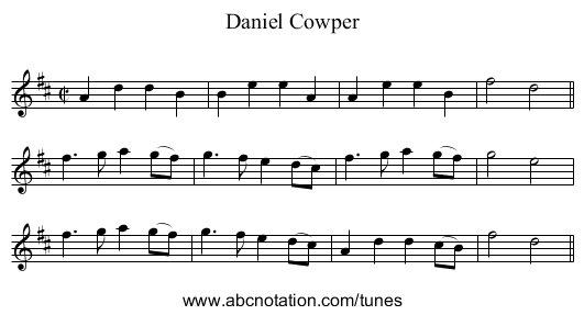 Daniel Cowper - staff notation
