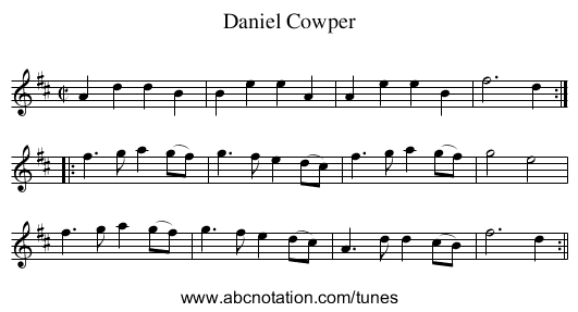 Daniel Cowper - staff notation