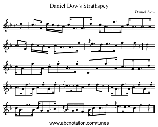 Daniel Dow's Strathspey - staff notation