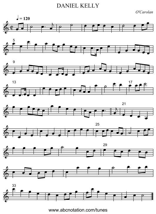 DANIEL KELLY - staff notation
