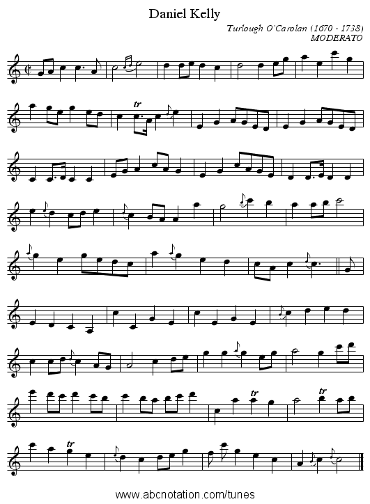 Daniel Kelly - staff notation
