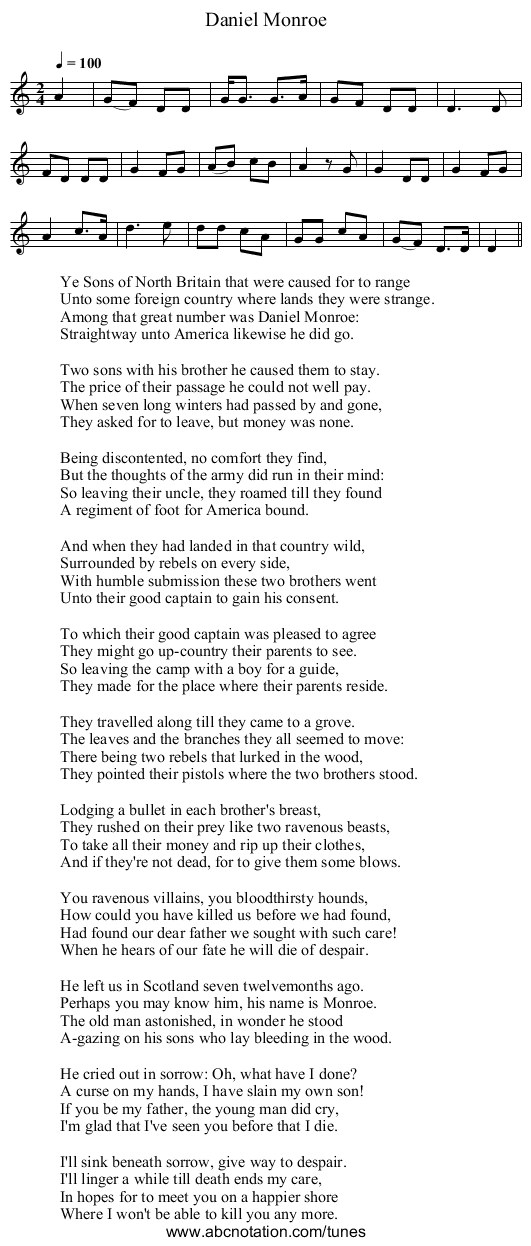 Daniel Monroe - staff notation