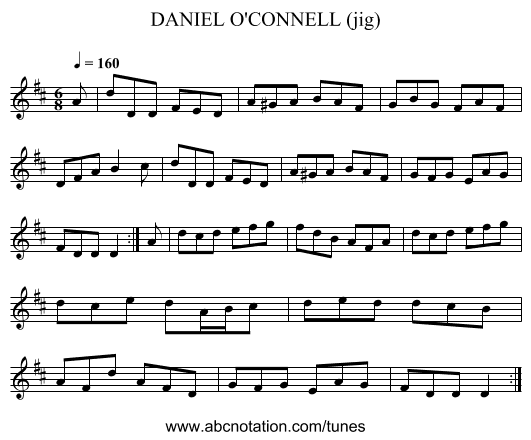 DANIEL O'CONNELL (jig) - staff notation