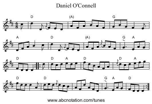 Daniel O'Connell - staff notation