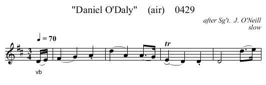 Daniel O'Daly    (air)    0429 - staff notation