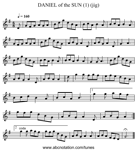 DANIEL of the SUN (1) (jig) - staff notation