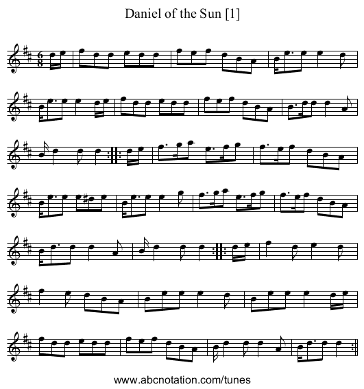 Daniel of the Sun [1] - staff notation