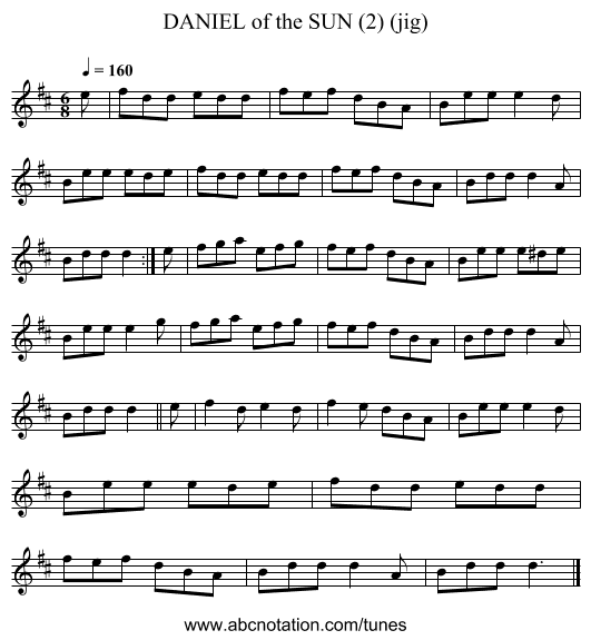 DANIEL of the SUN (2) (jig) - staff notation